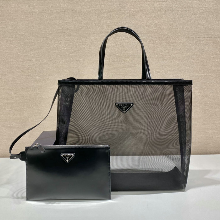 Prada mesh tote bag Black 1BG416