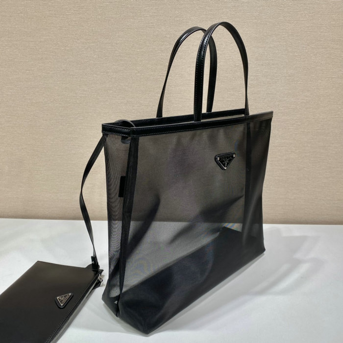 Prada mesh tote bag Black 1BG416