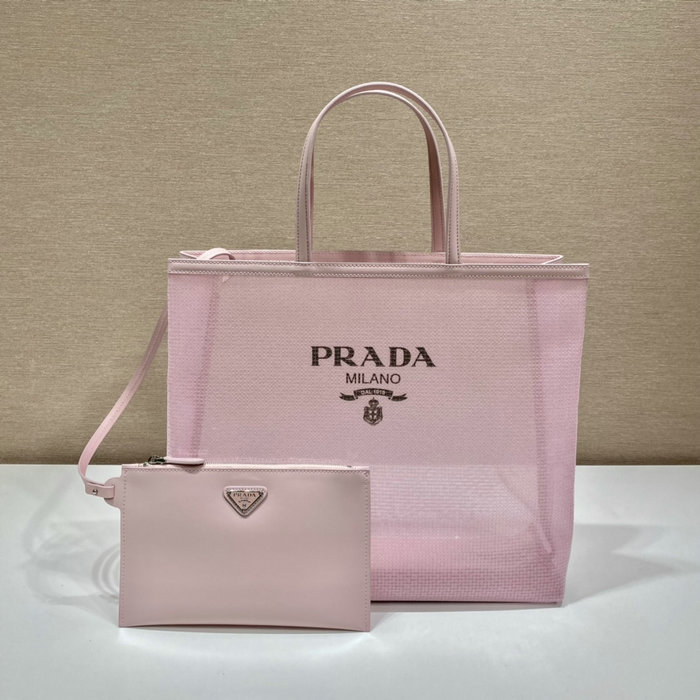 Prada sequined mesh tote bag Pink 1BG416