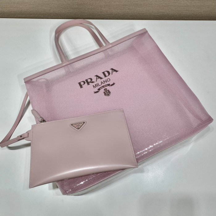 Prada sequined mesh tote bag Pink 1BG416