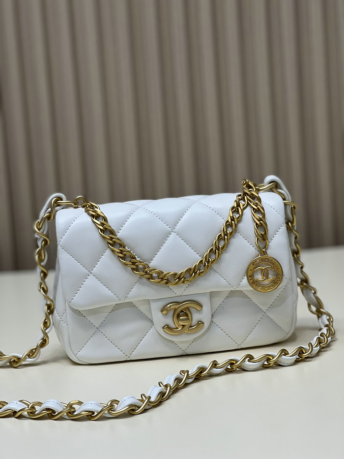 Small Chanel Flap Bag White AS4012
