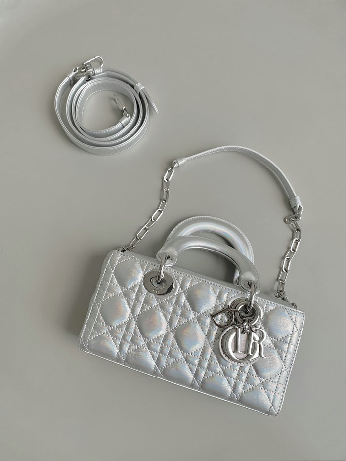 Small LADY D-JOY BAG Silver D3380