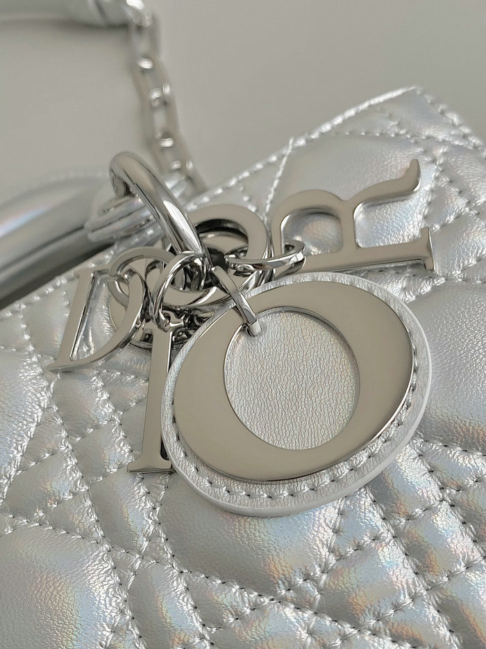 Small LADY D-JOY BAG Silver D3380