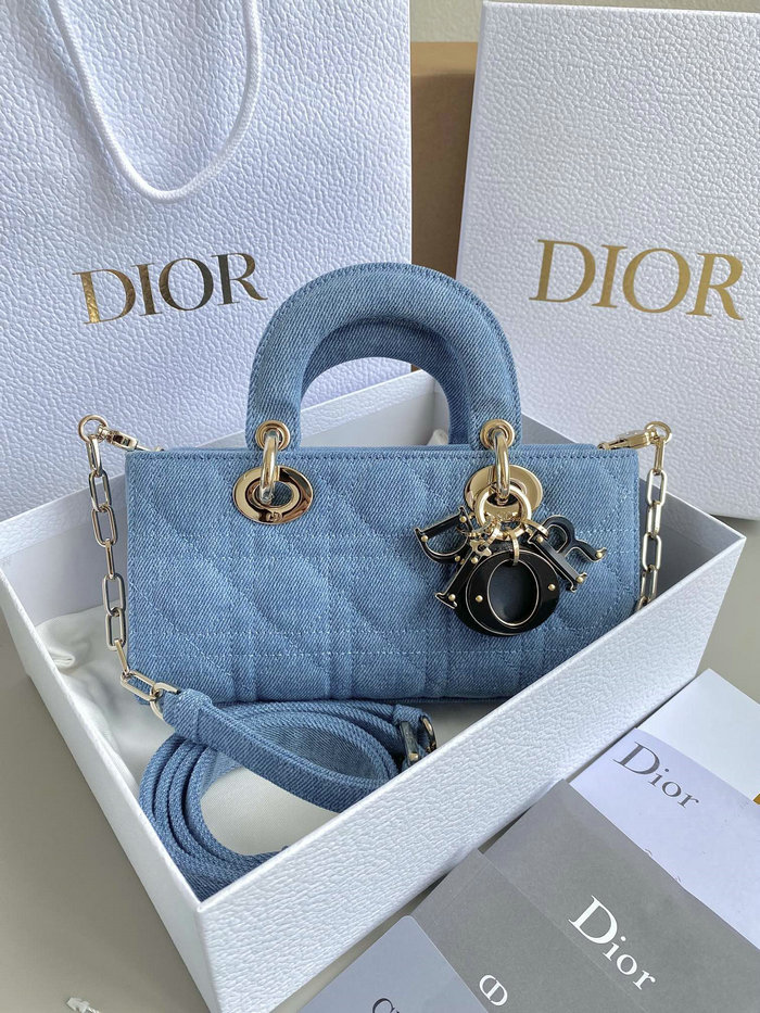 Small LADY D-JOY Denim BAG Blue D3380