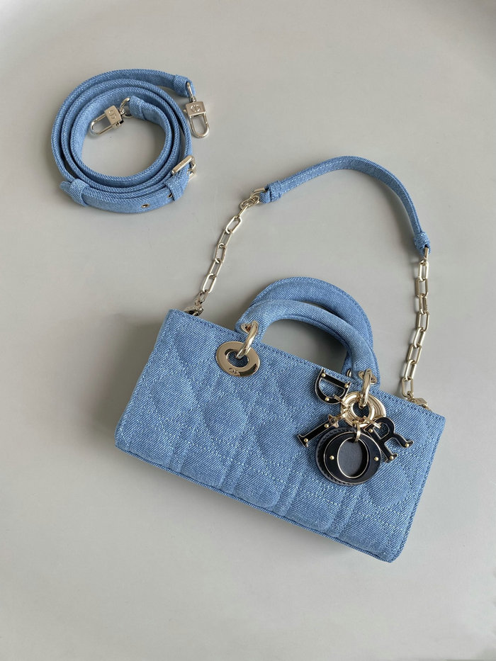 Small LADY D-JOY Denim BAG Blue D3380