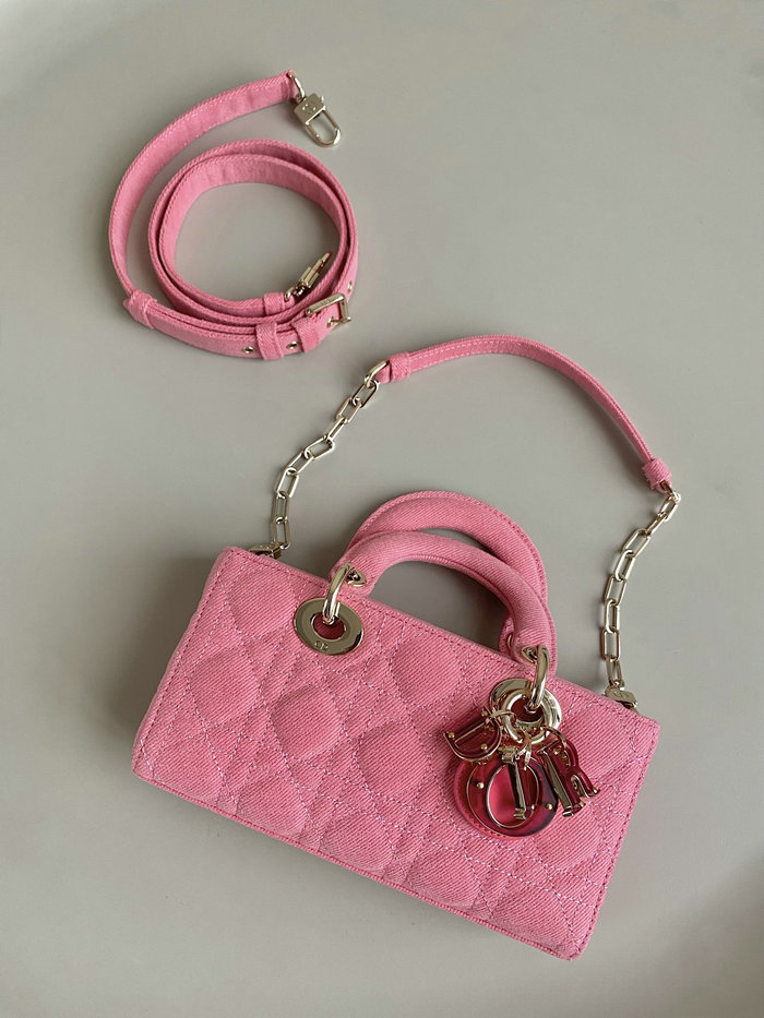 Small LADY D-JOY Denim BAG Pink D3380