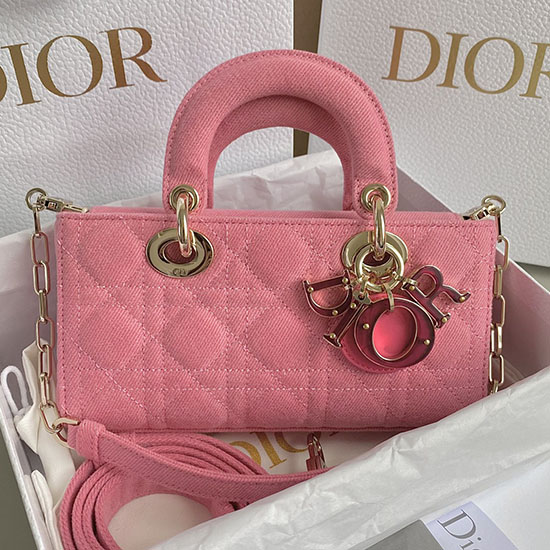 Small LADY D-JOY Denim BAG Pink D3380