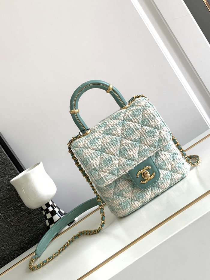 Chanel Mini Flap Bag With Top Handle Blue AS4035