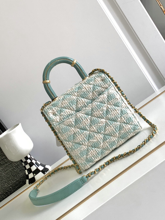 Chanel Mini Flap Bag With Top Handle Blue AS4035