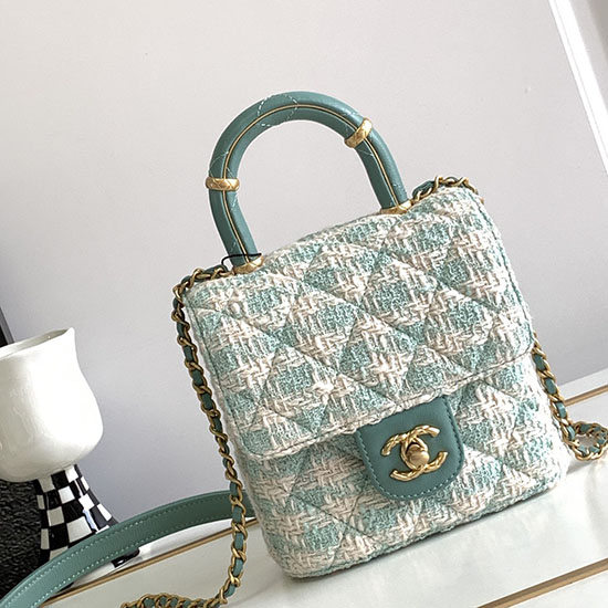 Chanel Mini Flap Bag With Top Handle Blue AS4035