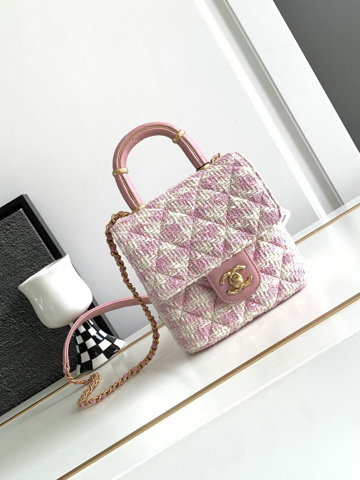 Chanel Mini Flap Bag With Top Handle Pink AS4035