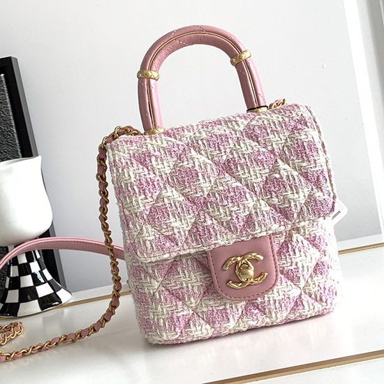 Chanel Mini Flap Bag With Top Handle Pink AS4035