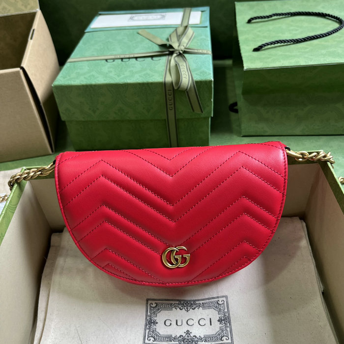 Gucci GG Marmont Matelasse Chain Mini Bag Red 746431