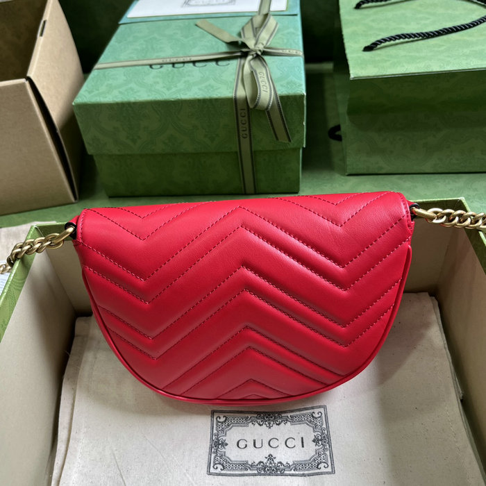 Gucci GG Marmont Matelasse Chain Mini Bag Red 746431