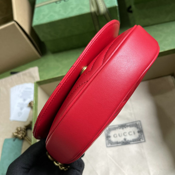 Gucci GG Marmont Matelasse Chain Mini Bag Red 746431