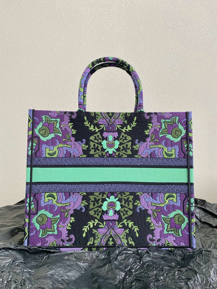 Large Dior Indian Purple Embroidery Book Tote M1286