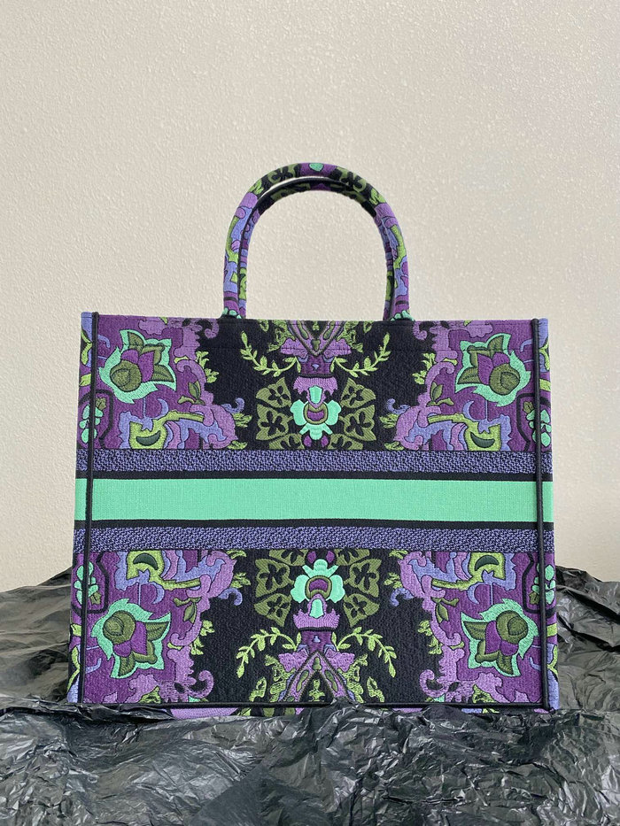 Large Dior Indian Purple Embroidery Book Tote M1286