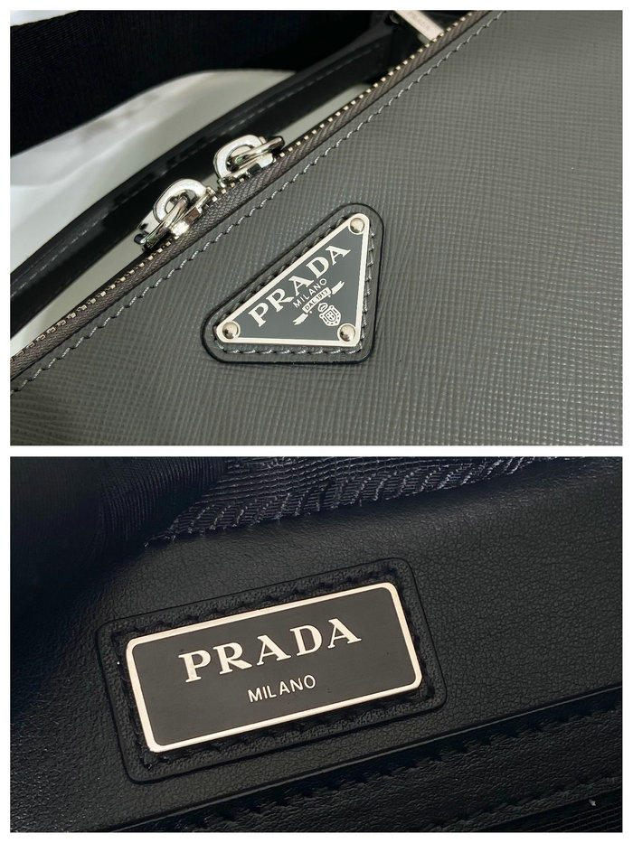 Medium Prada Brique Saffiano leather bag Grey 2VH069