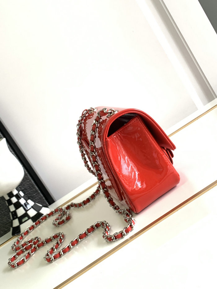 Mini Chanel Patent Leather Shoulder Bag Red CF2302