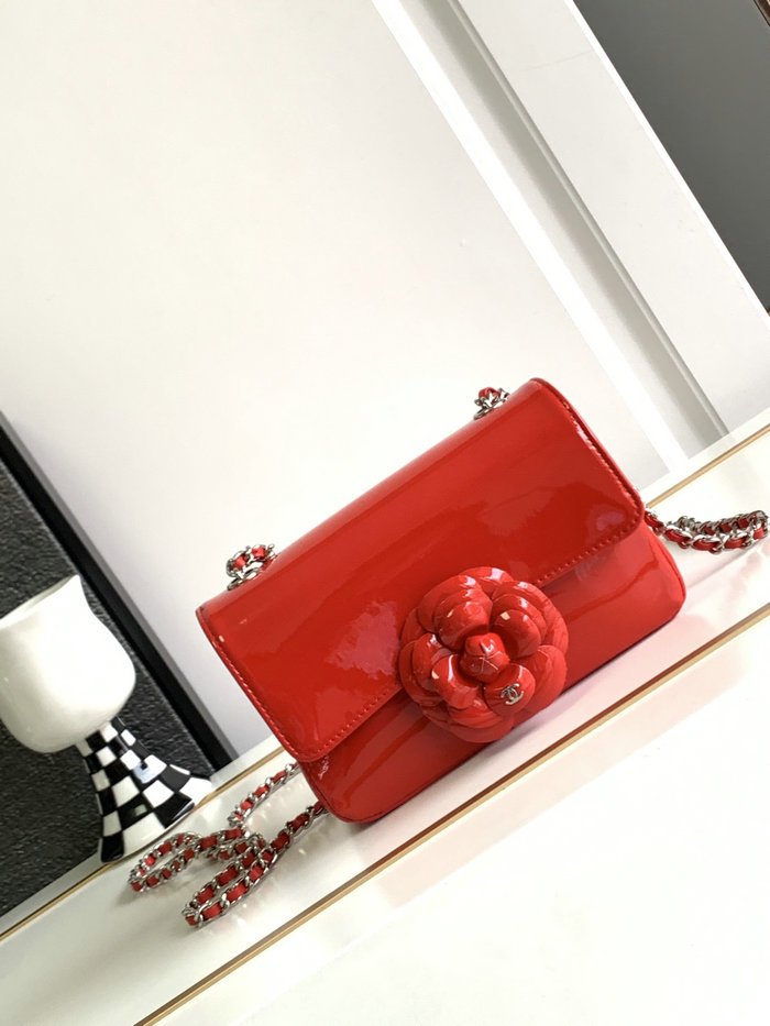 Mini Chanel Patent Leather Shoulder Bag Red CF2302