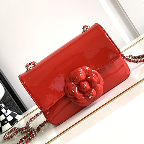 Mini Chanel Patent Leather Shoulder Bag Red CF2302