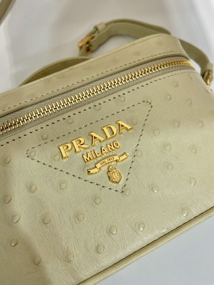 Prada Ostrich Veins Lether Mini Bag Yellow 1BH202