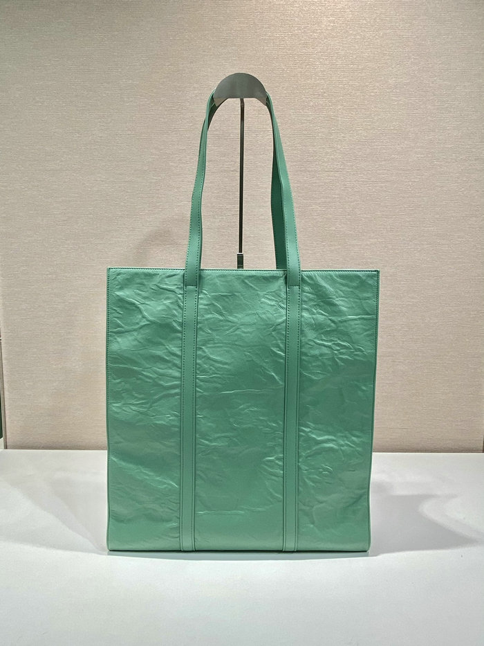 Prada Small antique nappa leather tote Green 1BG459