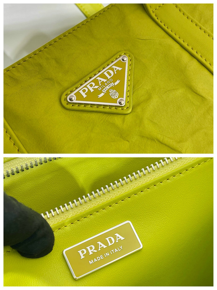 Prada Small antique nappa leather tote Yellow 1BG459