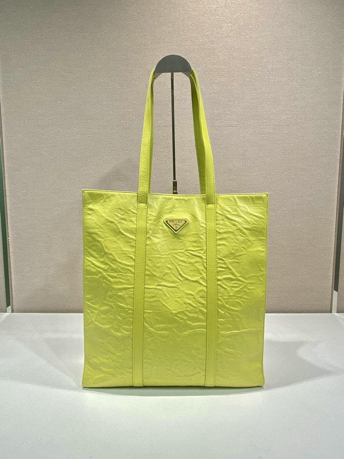 Prada Small antique nappa leather tote Yellow 1BG459