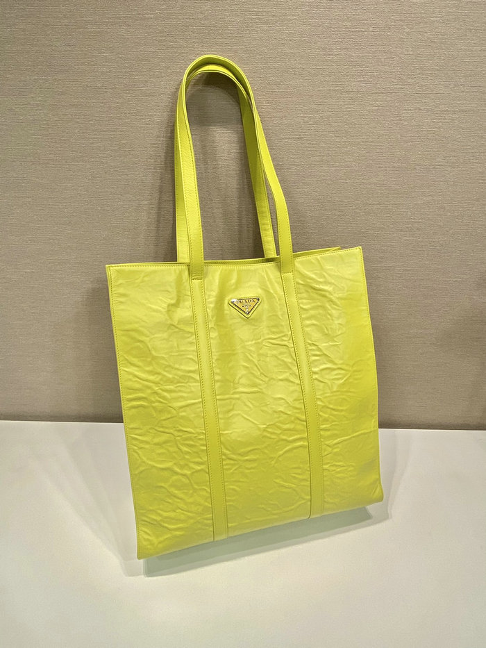 Prada Small antique nappa leather tote Yellow 1BG459