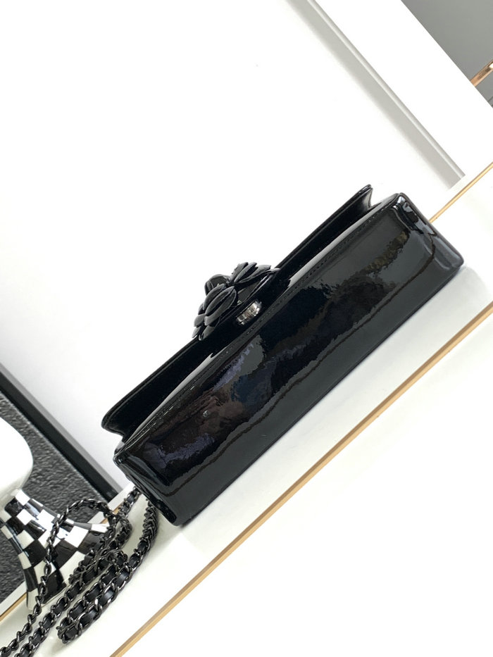 Small Chanel Patent Leather Shoulder Bag Black CF2301