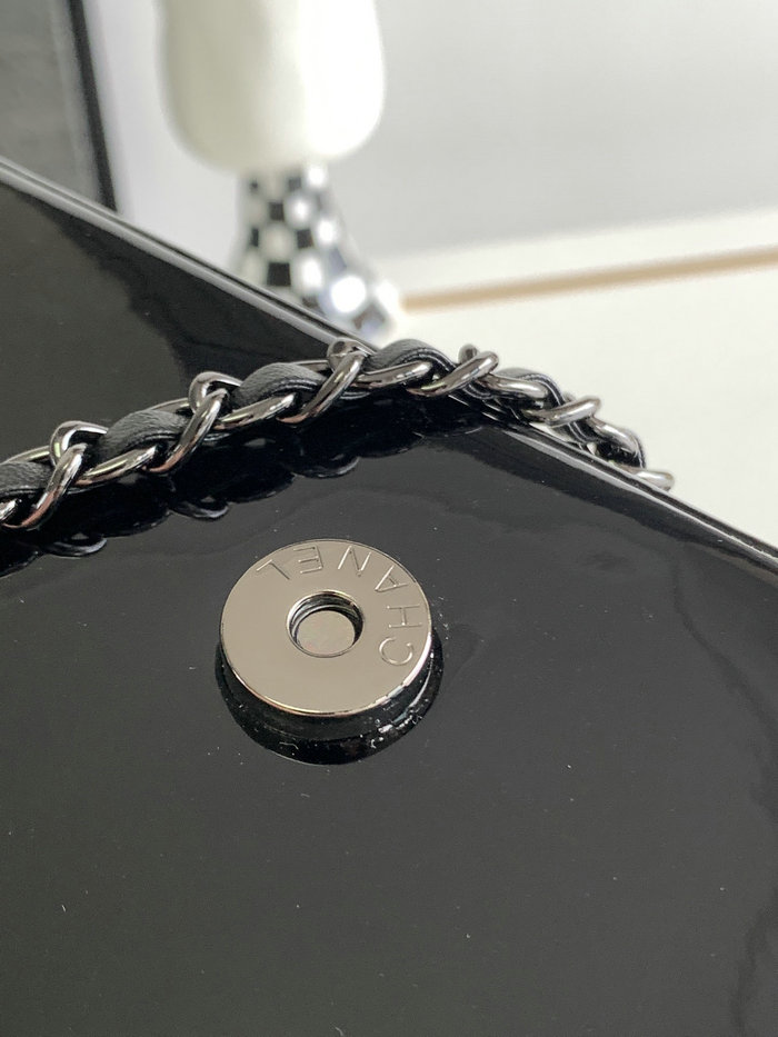 Small Chanel Patent Leather Shoulder Bag Black CF2301