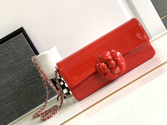 Small Chanel Patent Leather Shoulder Bag Red CF2301