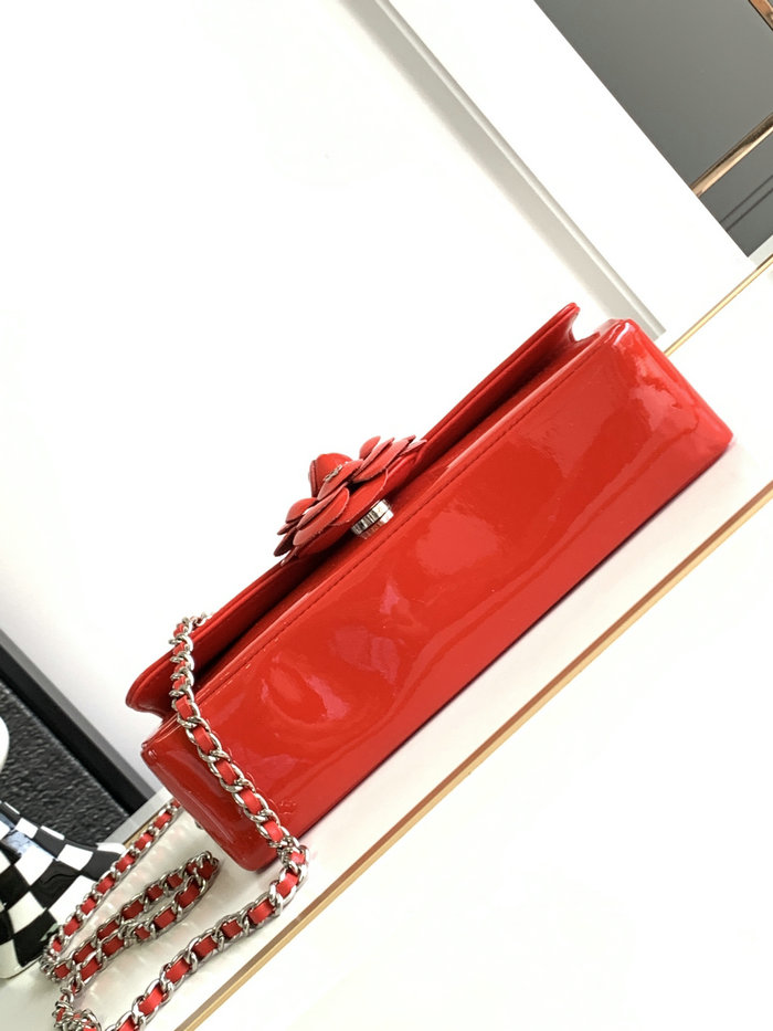 Small Chanel Patent Leather Shoulder Bag Red CF2301