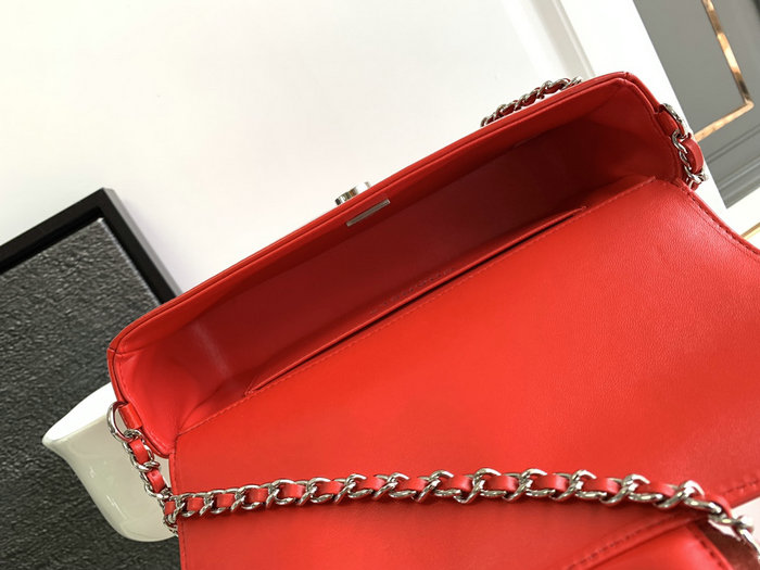 Small Chanel Patent Leather Shoulder Bag Red CF2301