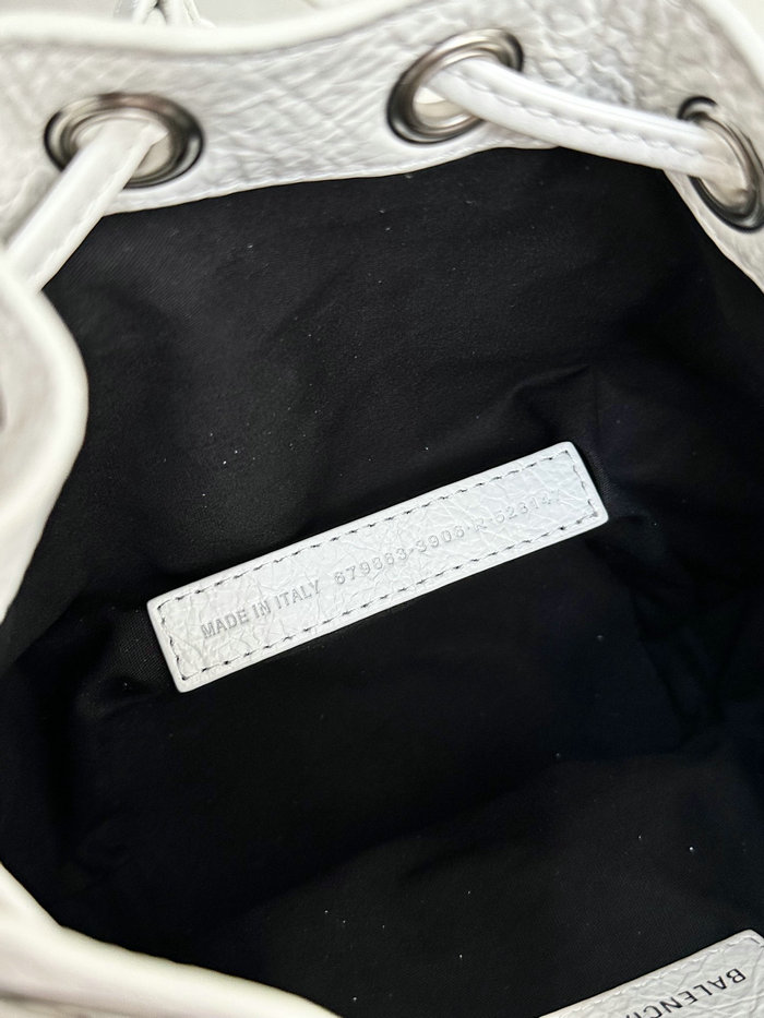 BALENCIAGA Le Cagole XS Leather Bucket Bag White B702431