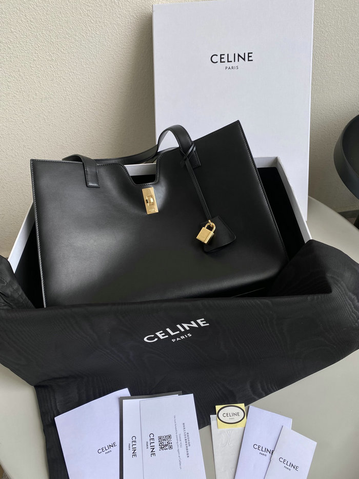 Celine Cabas 16 In Smooth Calfskin Black C35309