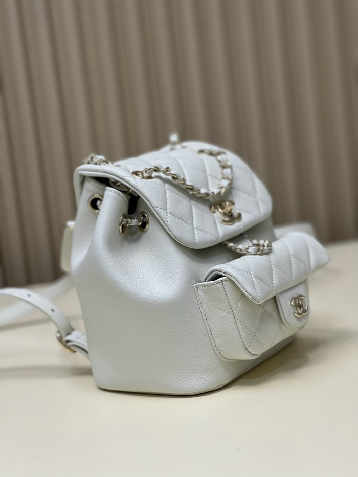 Chanel Calfskin Duma Backpack White AS3687