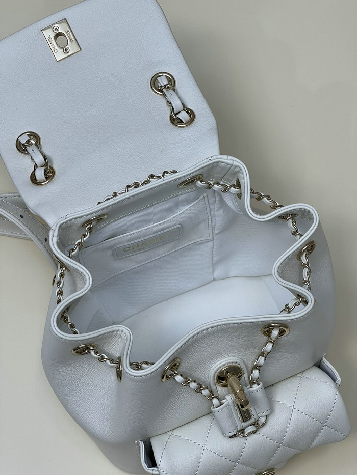 Chanel Calfskin Duma Backpack White AS3687