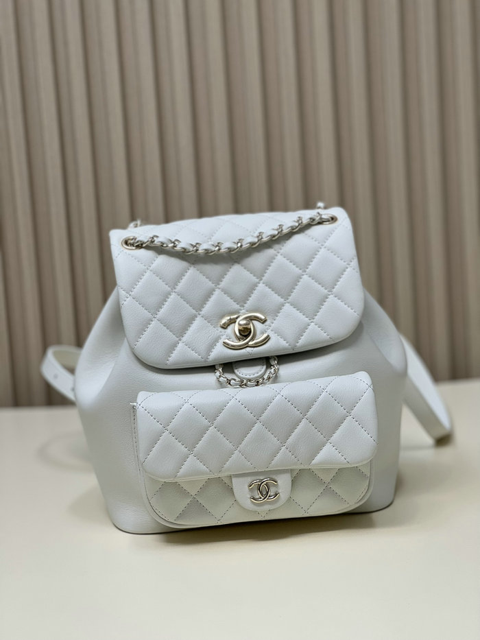 Chanel Calfskin Duma Backpack White AS3688