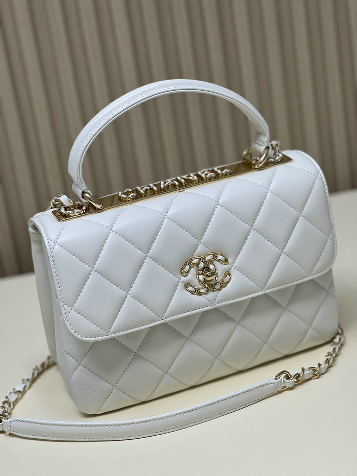 Chanel Flap Bag With Top Handle White A92236