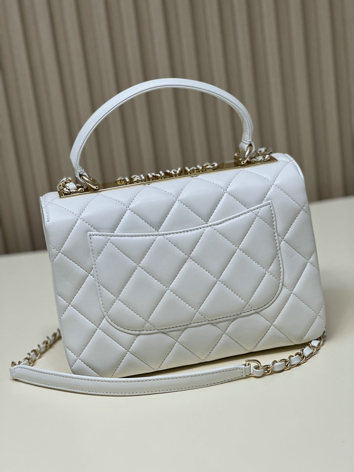 Chanel Flap Bag With Top Handle White A92236