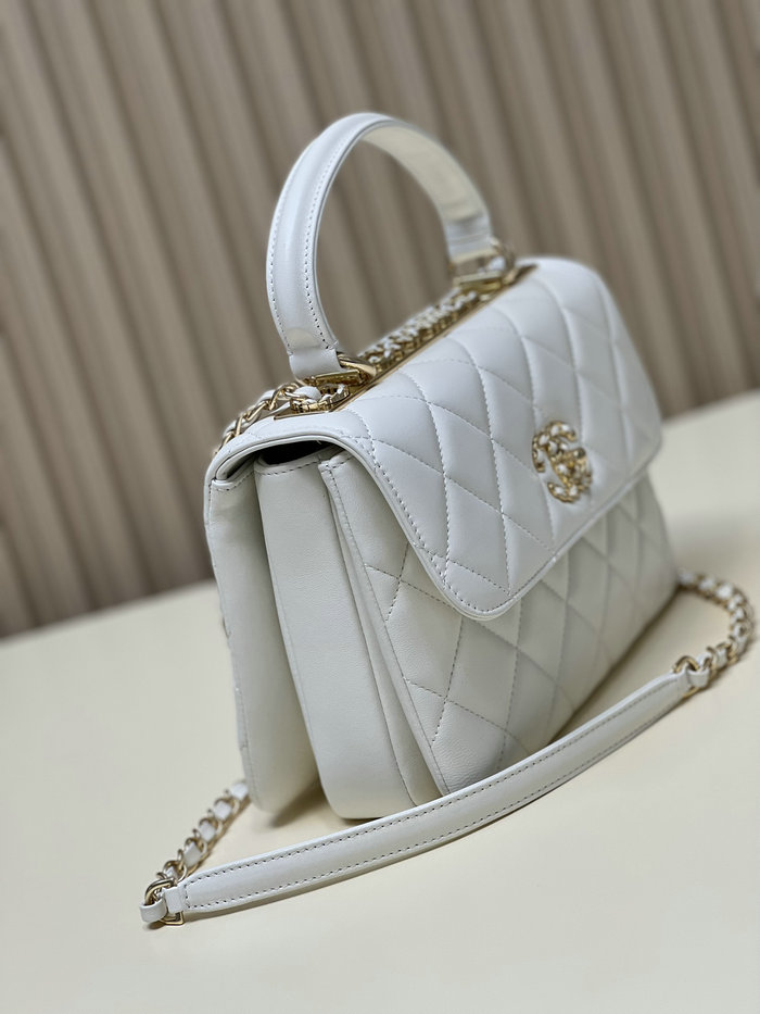 Chanel Flap Bag With Top Handle White A92236