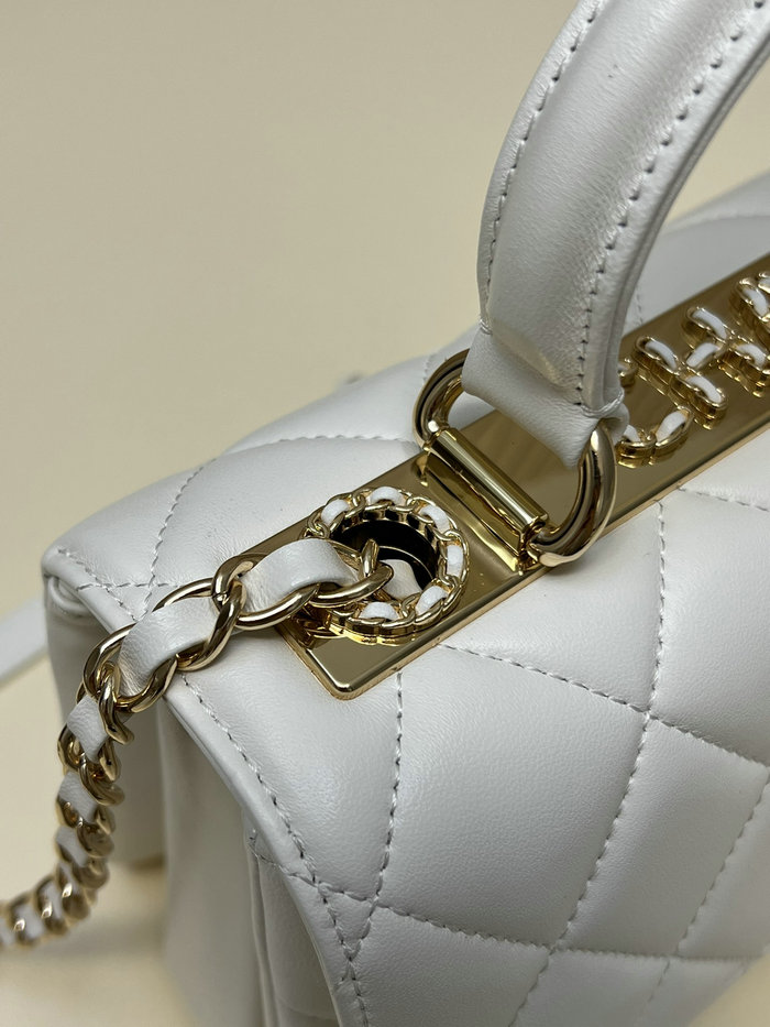 Chanel Flap Bag With Top Handle White A92236