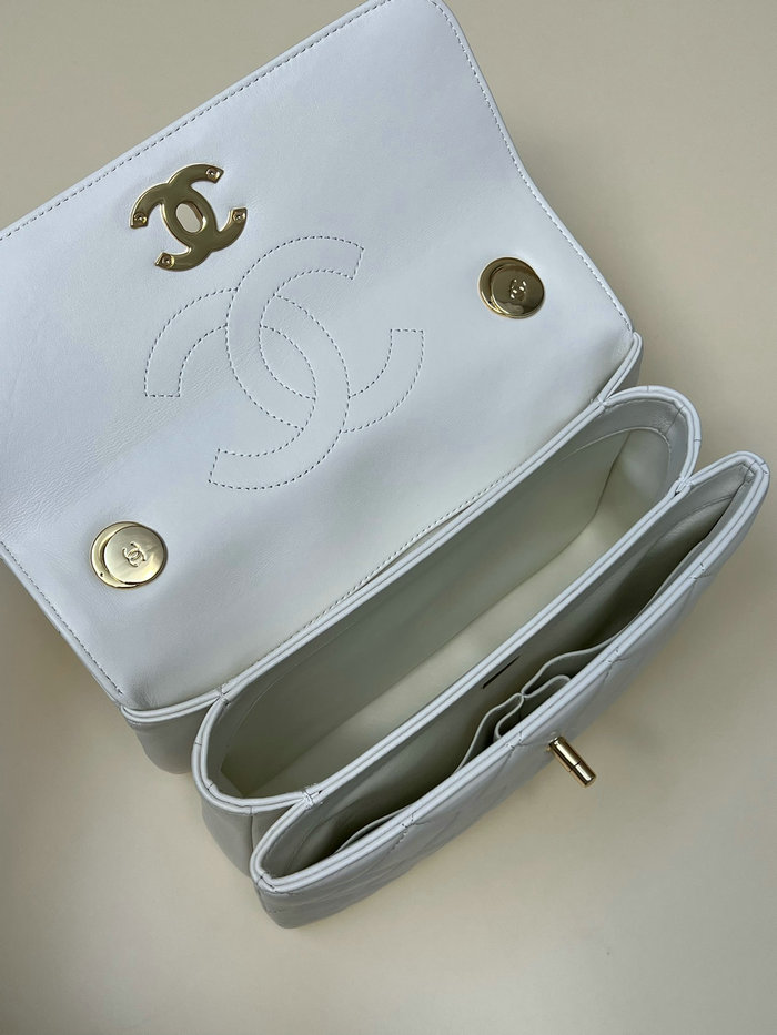 Chanel Flap Bag With Top Handle White A92236