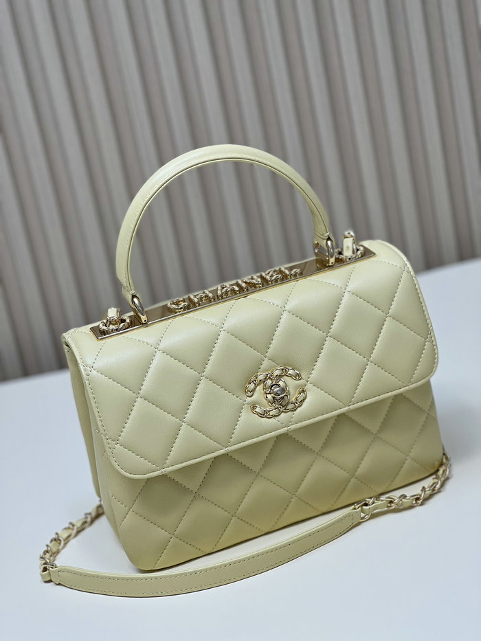 Chanel Flap Bag With Top Handle Yellow A92236