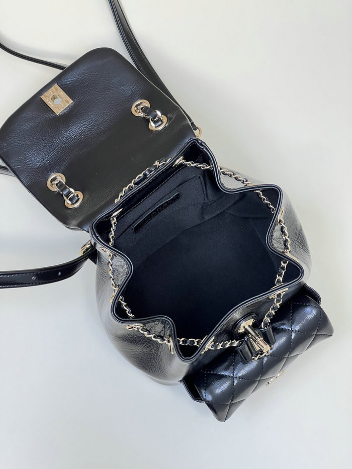 Chanel Shiny Calfskin Duma Backpack Black AS2908