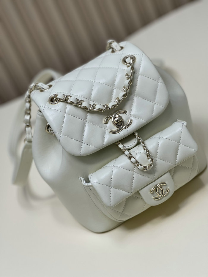 Chanel Shiny Calfskin Duma Backpack White AS2908