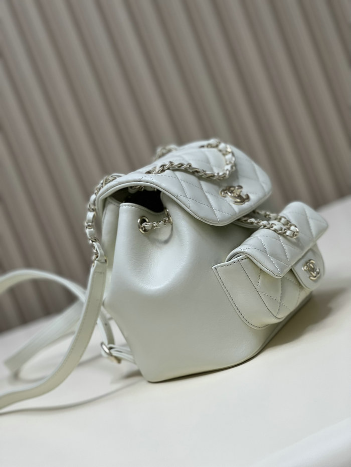 Chanel Shiny Calfskin Duma Backpack White AS2908