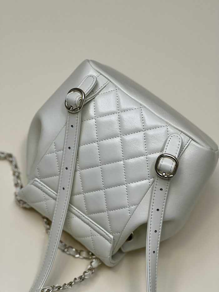 Chanel Shiny Calfskin Duma Backpack White AS2908